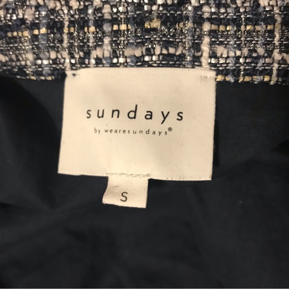 SUNDAYS bliss lined jacket navy zip up top blazer size small - Picture 9 of 10